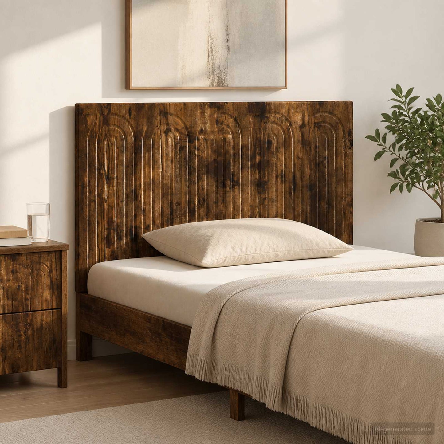 vidaXL Wall-Mounted Headboard ALKMAAR Smoked Oak Engineered Wood
