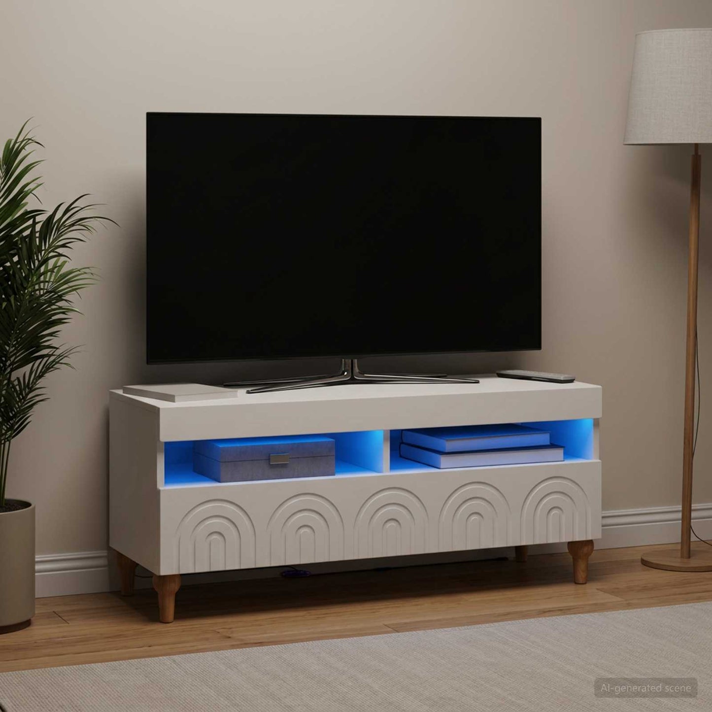 vidaXL LED TV Cabinet White Engineered Wood