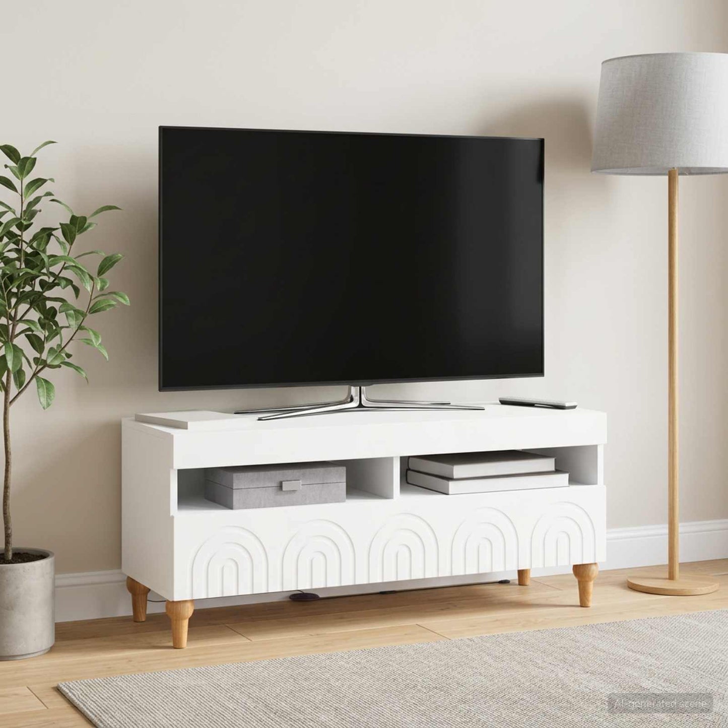 vidaXL LED TV Cabinet White Engineered Wood