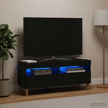 vidaXL LED TV Cabinet Black Engineered Wood