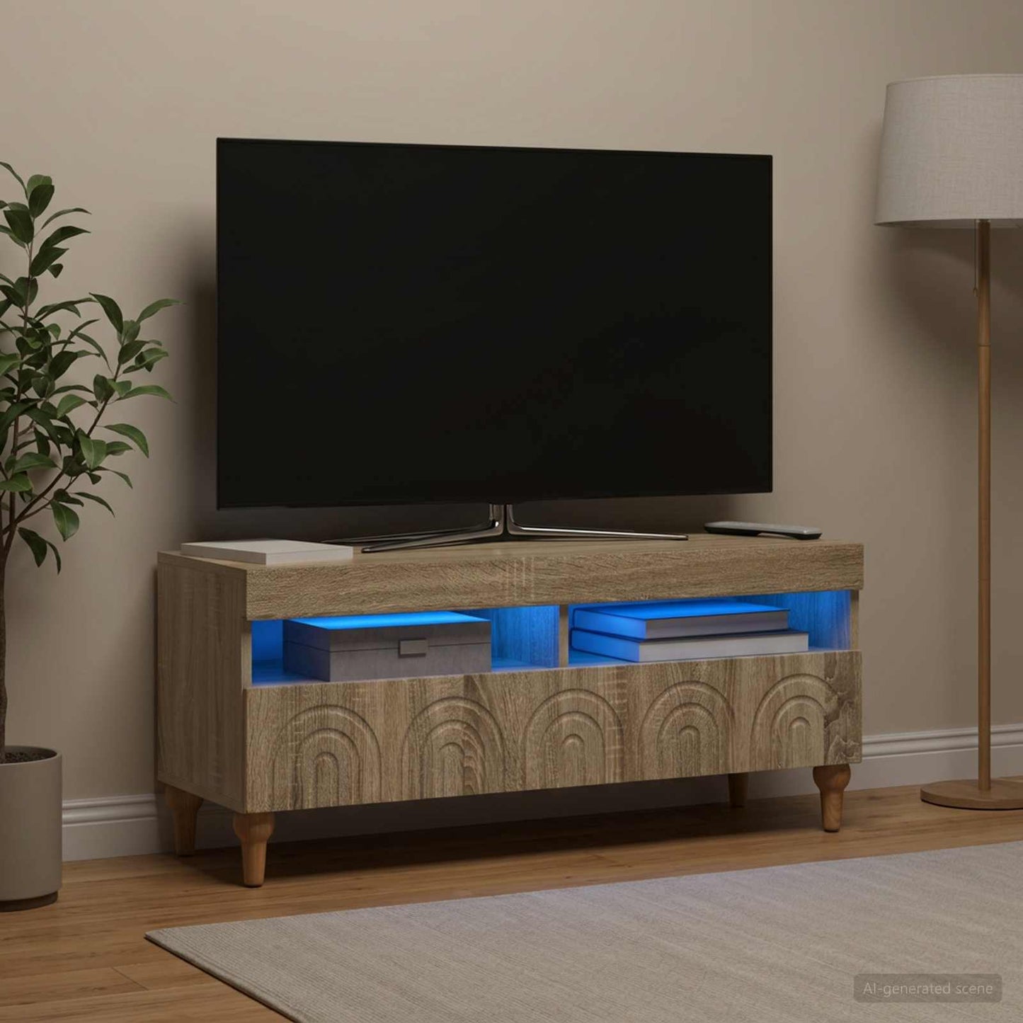 vidaXL LED TV Cabinet Sonoma Oak Engineered Wood