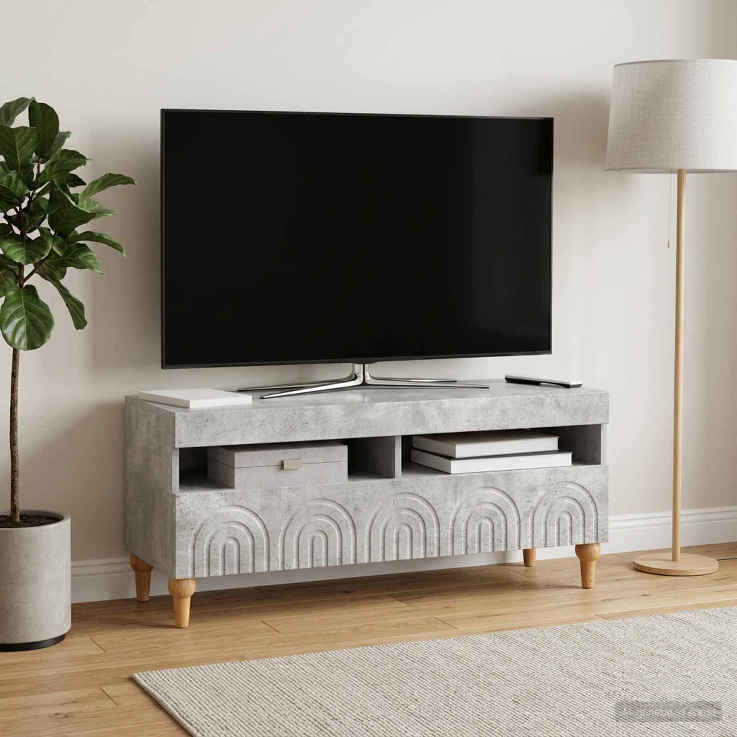 vidaXL LED TV Cabinet Concrete Grey Engineered Wood