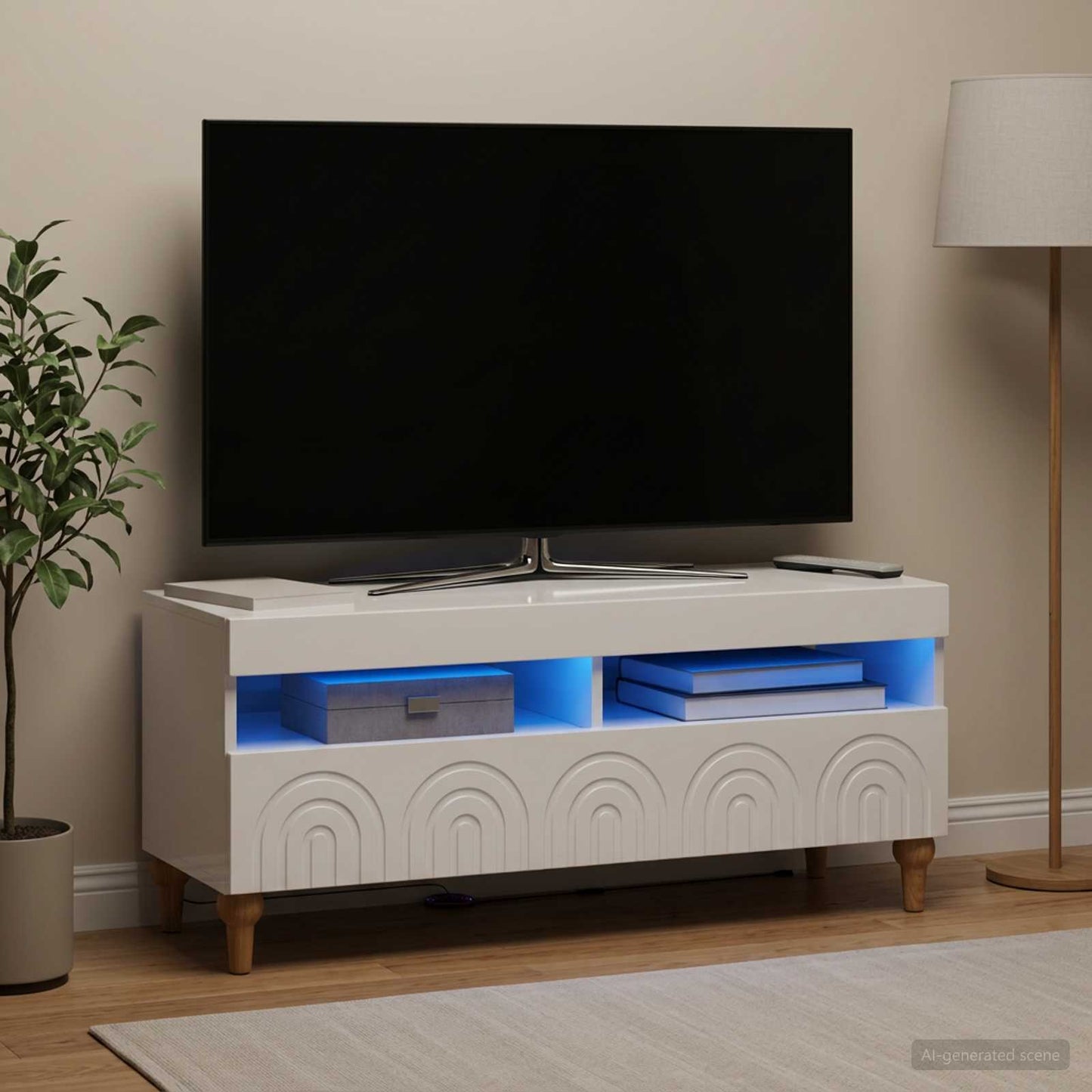 vidaXL LED TV Cabinet High Gloss White Engineered Wood