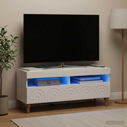 vidaXL LED TV Cabinet High Gloss White Engineered Wood