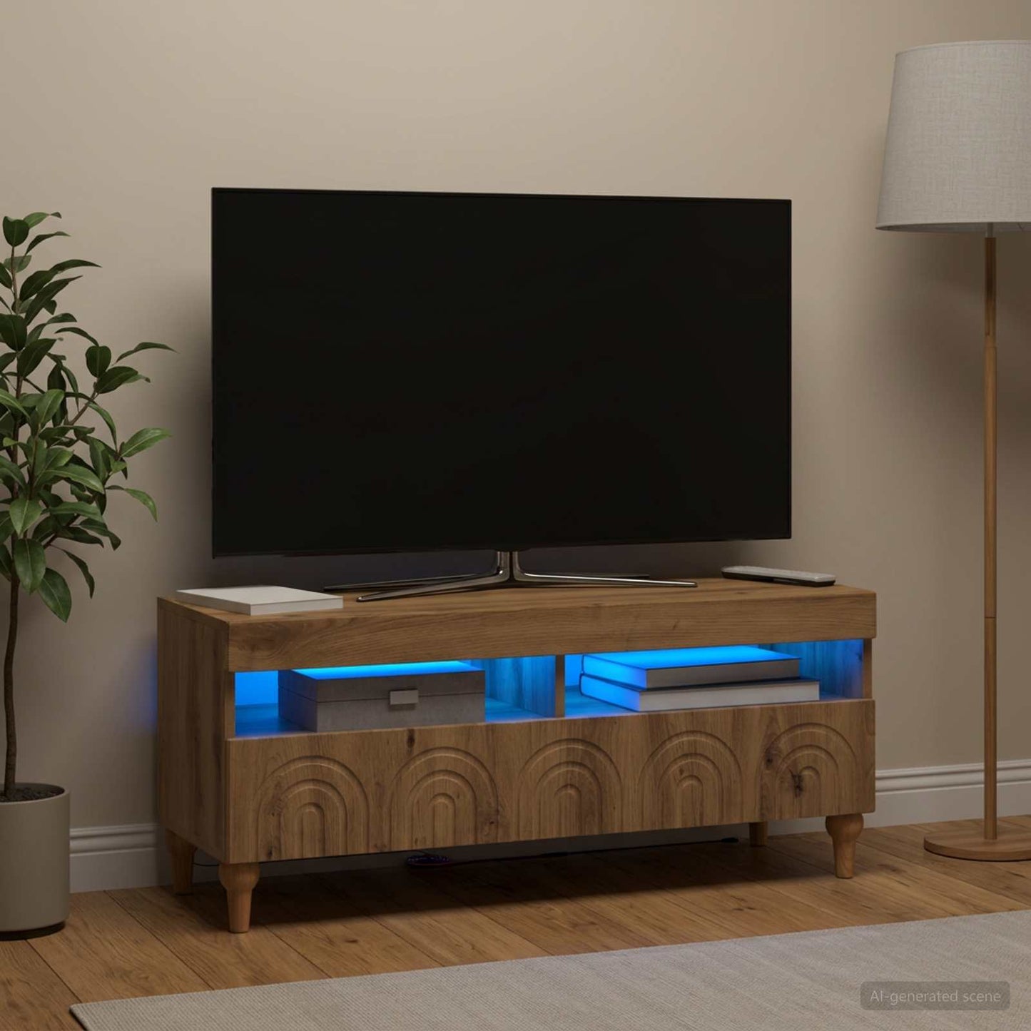 vidaXL LED TV Cabinet Artisan Oak Engineered Wood