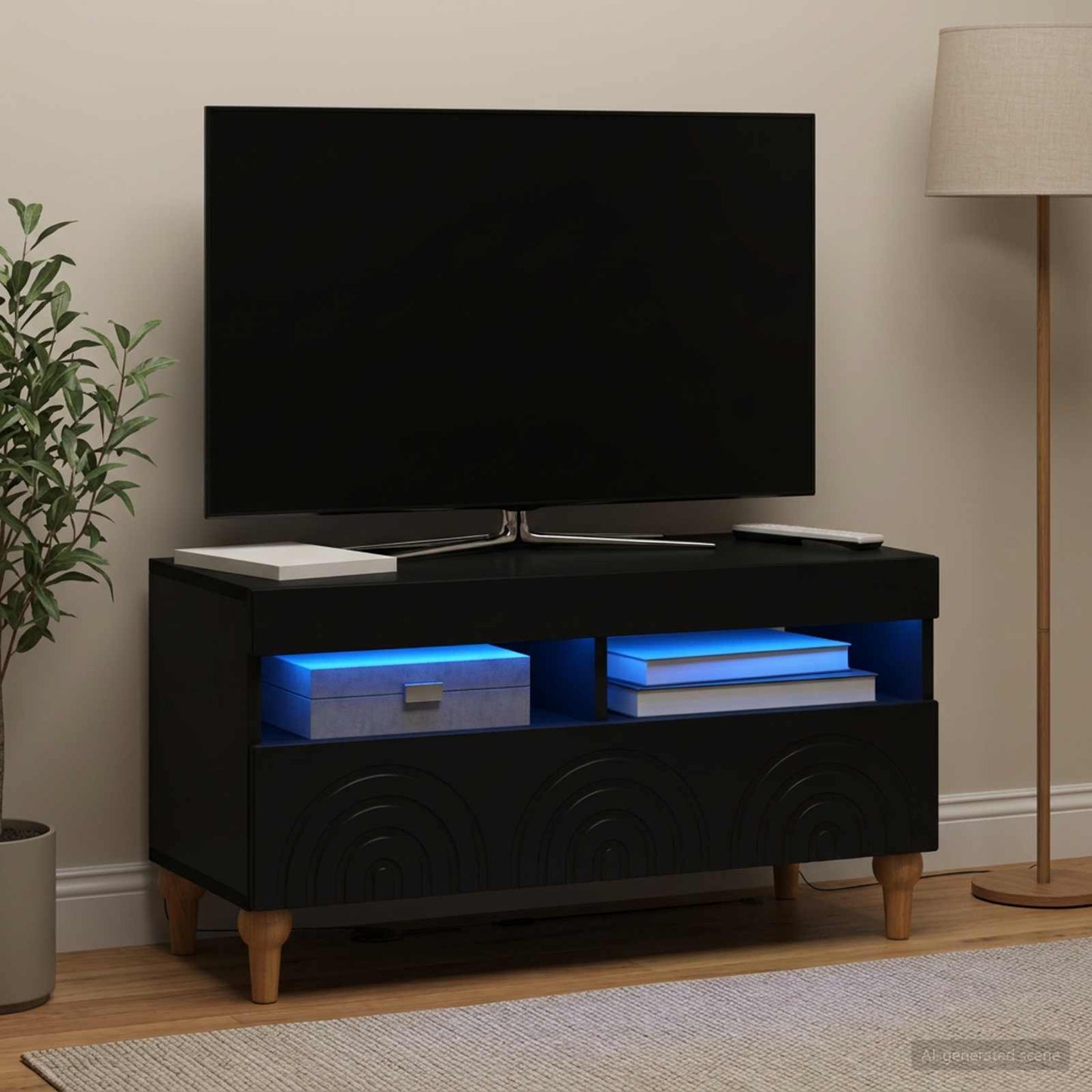 vidaXL LED TV Cabinet Black Engineered Wood