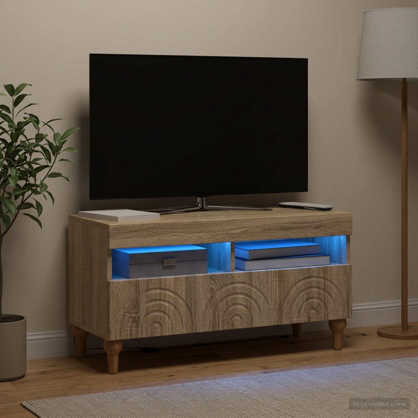 vidaXL LED TV Cabinet Sonoma Oak Engineered Wood