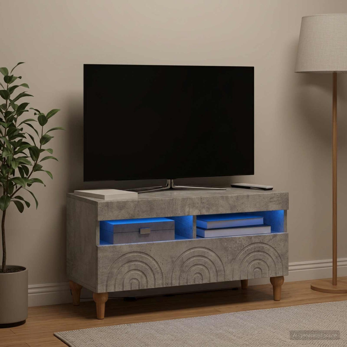 vidaXL LED TV Cabinet Concrete Grey Engineered Wood
