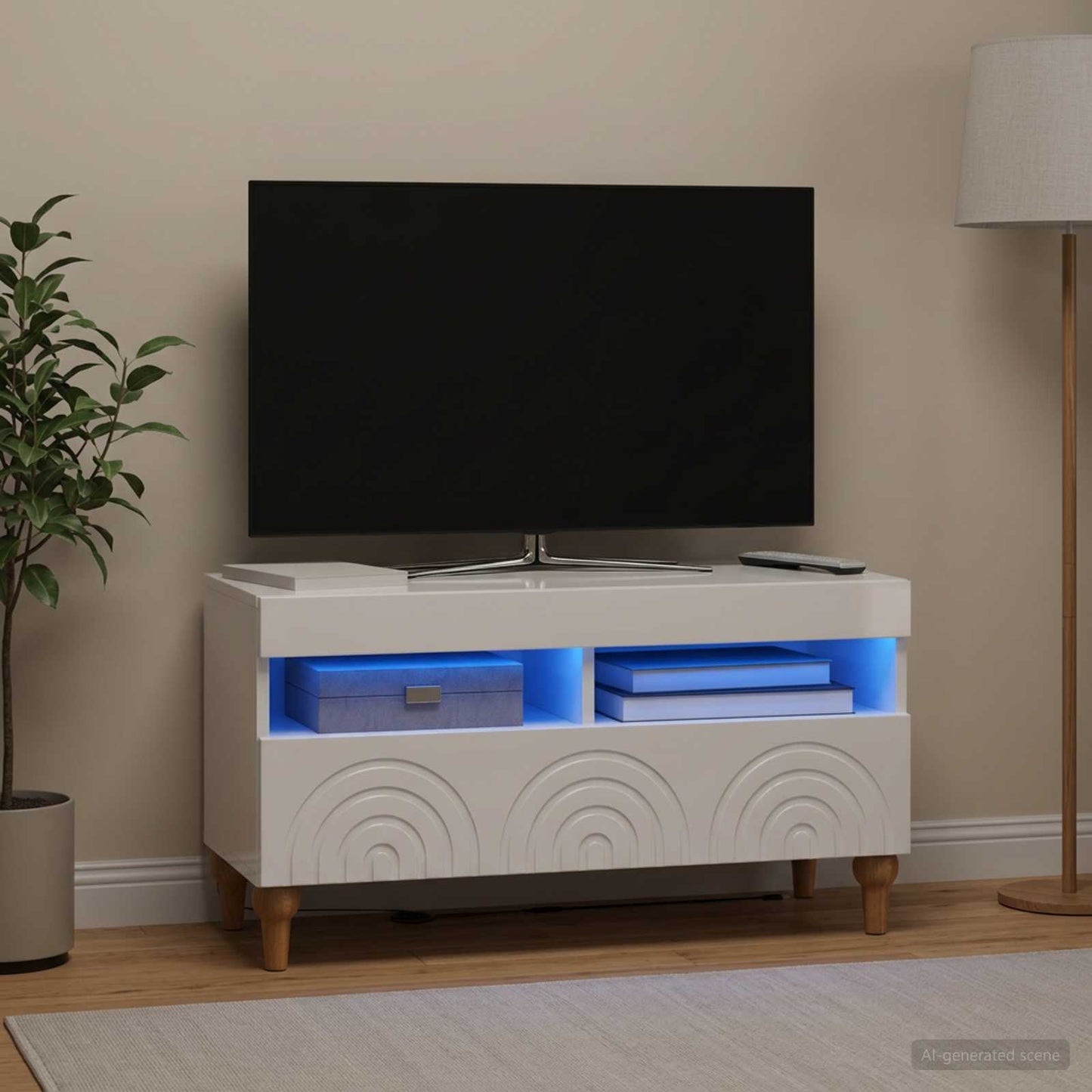 vidaXL LED TV Cabinet High Gloss White Engineered Wood