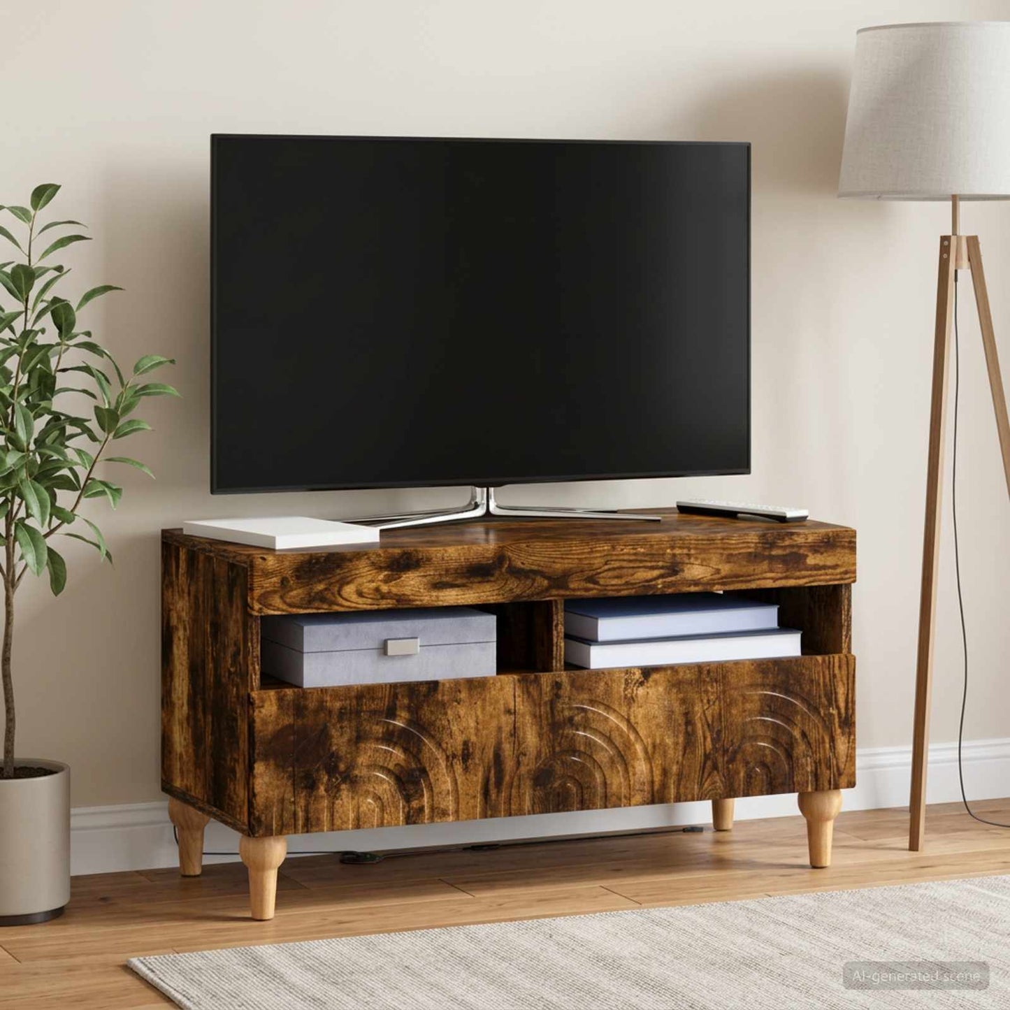 vidaXL LED TV Cabinet Smoked Oak Engineered Wood