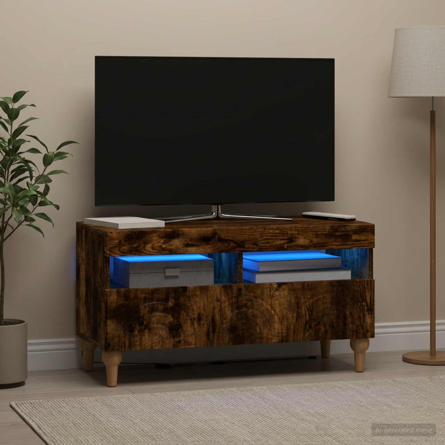 vidaXL LED TV Cabinet Smoked Oak Engineered Wood