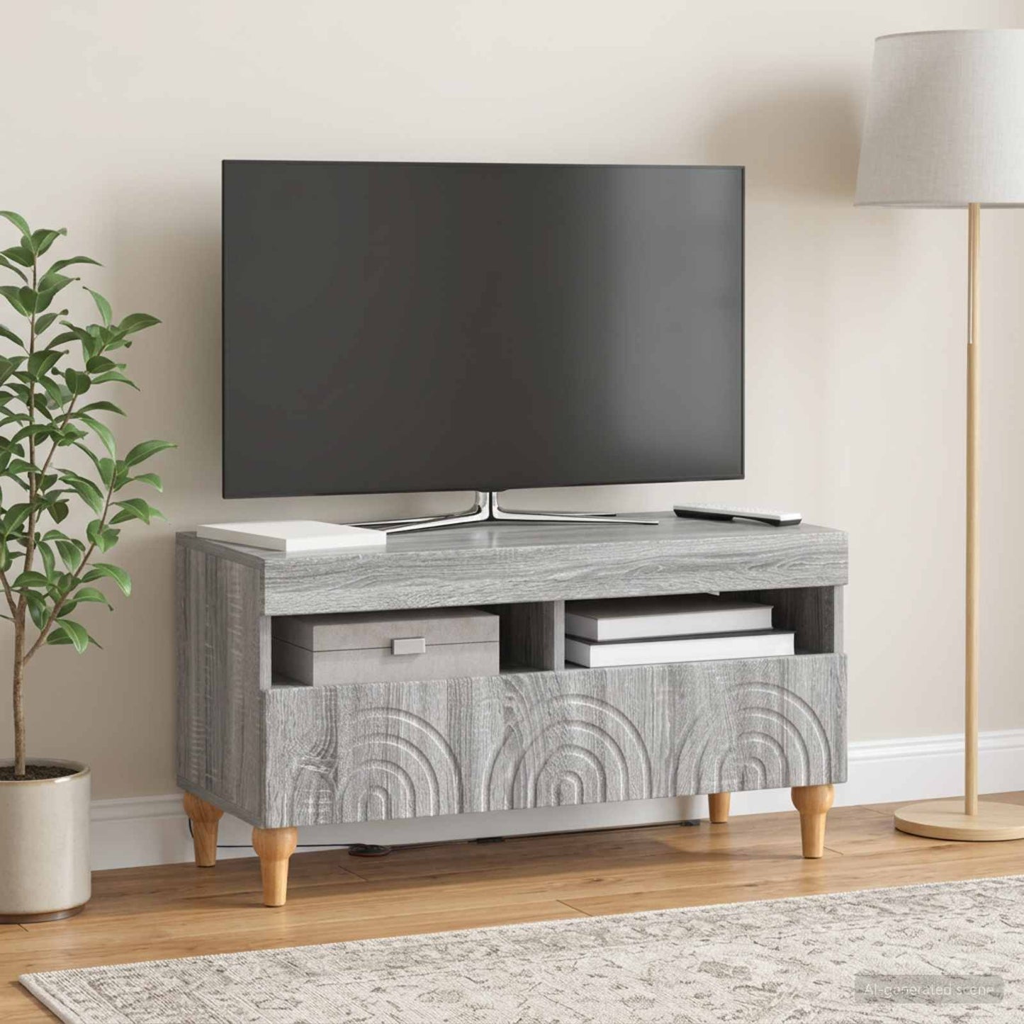 vidaXL LED TV Cabinet Grey Sonoma Engineered Wood