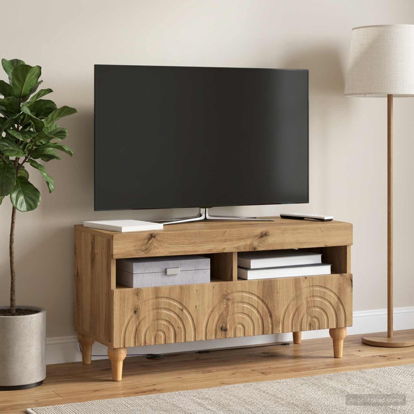 vidaXL LED TV Cabinet Artisan Oak Engineered Wood