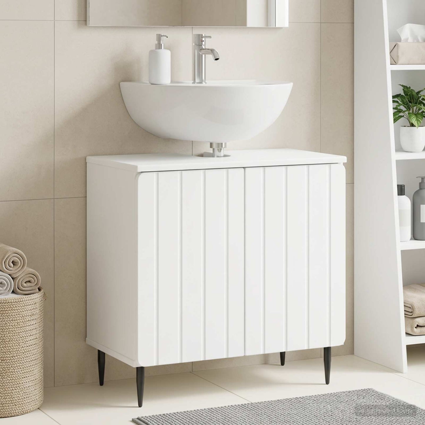 vidaXL Bathroom Sink Cabinet ZWOLLE White 59.5 x 31.5x 59 cm