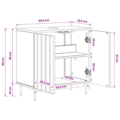 vidaXL Bathroom Sink Cabinet ZWOLLE Black 59.5 x 31.5x 59 cm