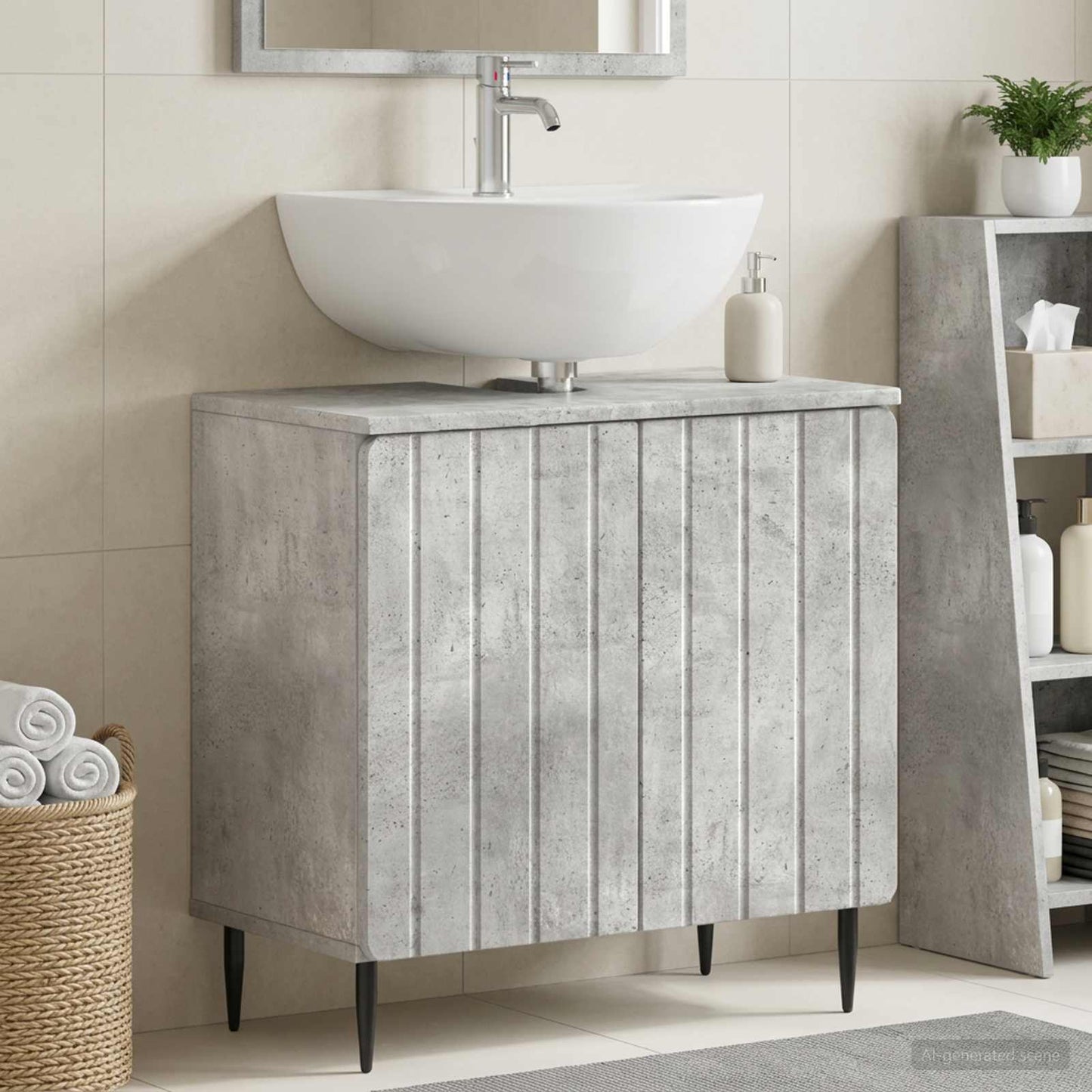 vidaXL Bathroom Sink Cabinet ZWOLLE Concrete Grey 59.5 x 31.5x 59 cm