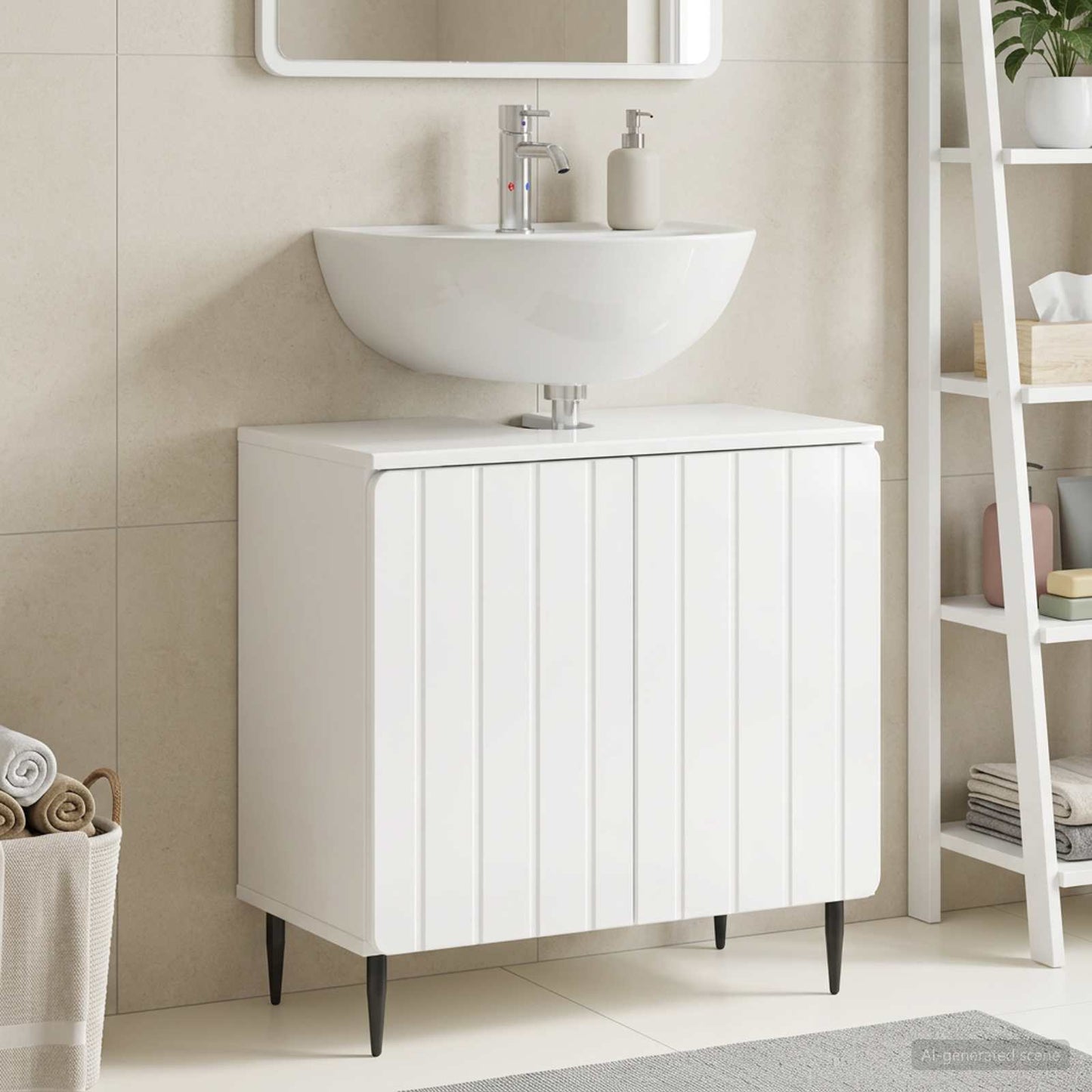 vidaXL Bathroom Sink Cabinet ZWOLLE High Gloss White