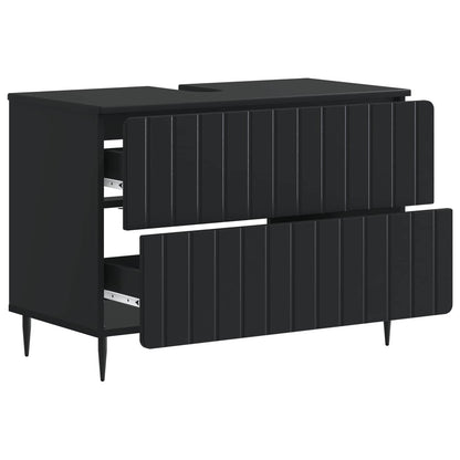 vidaXL Bathroom Sink Cabinet ZWOLLE Black 82 x 41x 58.5 cm