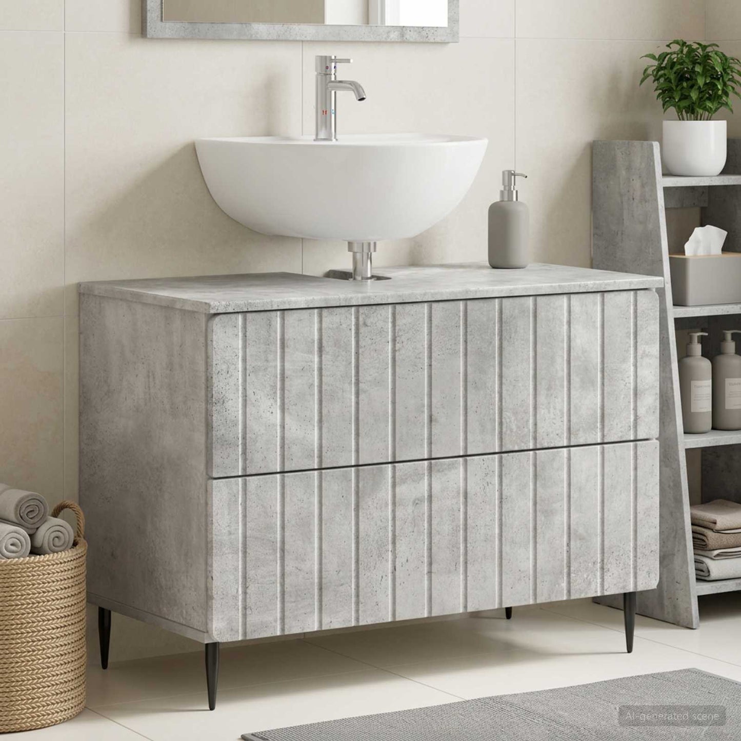 vidaXL Bathroom Sink Cabinet ZWOLLE Concrete Grey 82 x 41x 58.5 cm