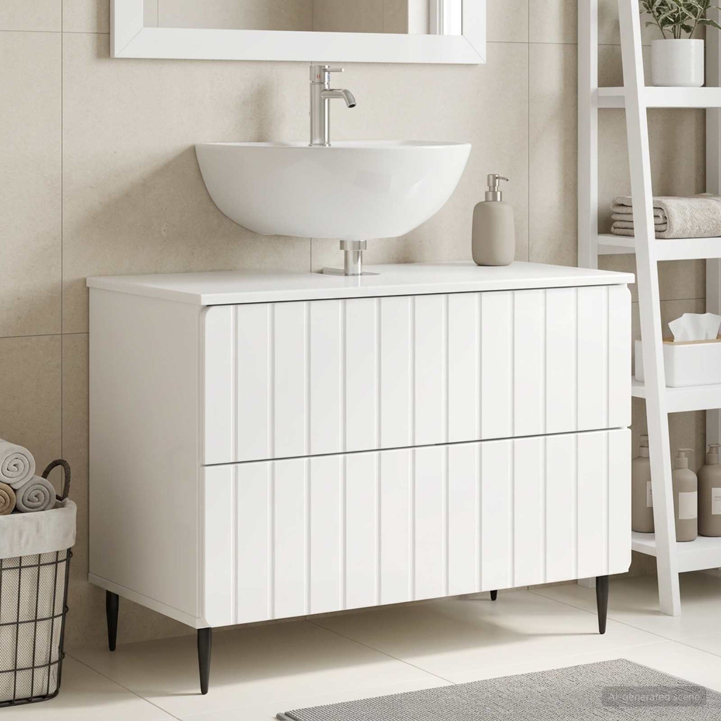 vidaXL Bathroom Sink Cabinet ZWOLLE High Gloss White 82 x 41x 58.5 cm