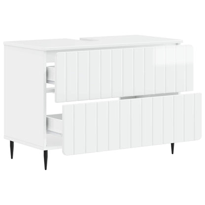 vidaXL Bathroom Sink Cabinet ZWOLLE High Gloss White 82 x 41x 58.5 cm