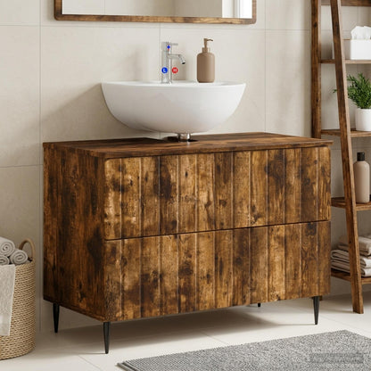 vidaXL Bathroom Sink Cabinet ZWOLLE Smoked Oak 82 x 41x 58.5 cm