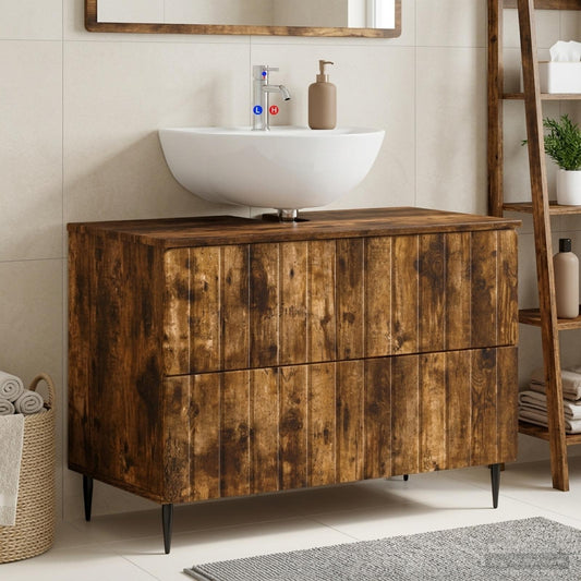 vidaXL Bathroom Sink Cabinet ZWOLLE Smoked Oak 82 x 41x 58.5 cm