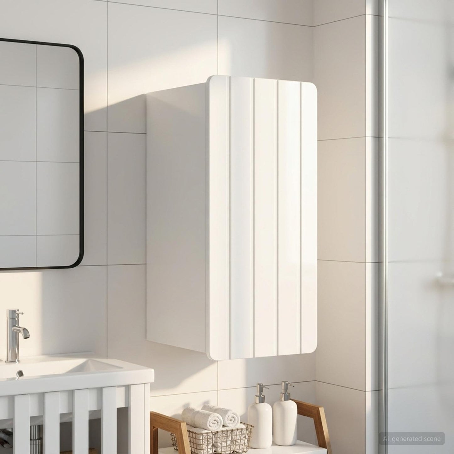 vidaXL Bathroom Wall Cabinet ZWOLLE High Gloss White 30 x 31 x 63 cm