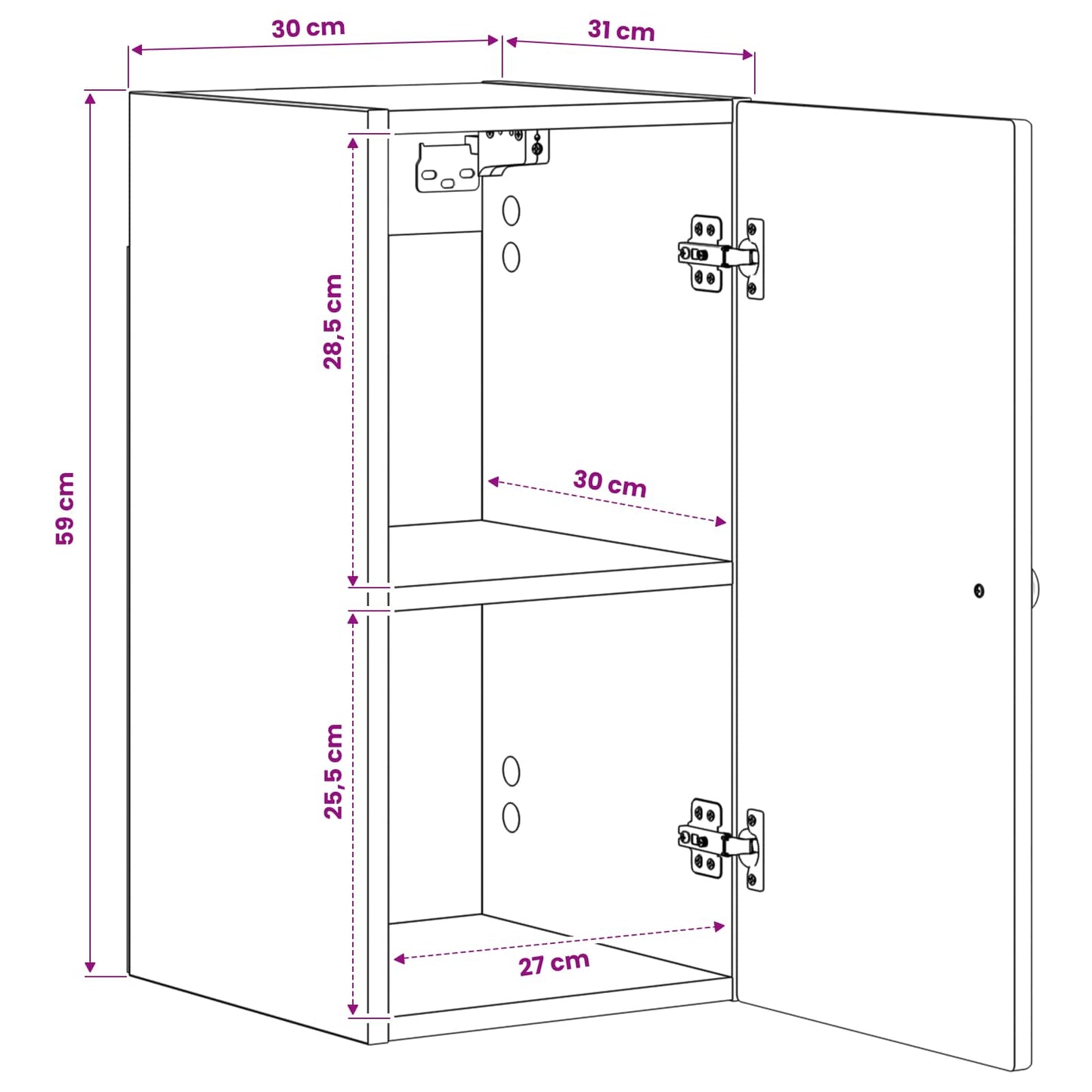 vidaXL Bathroom Wall Cabinet ZWOLLE Artisan Oak 30 x 31 x 63 cm