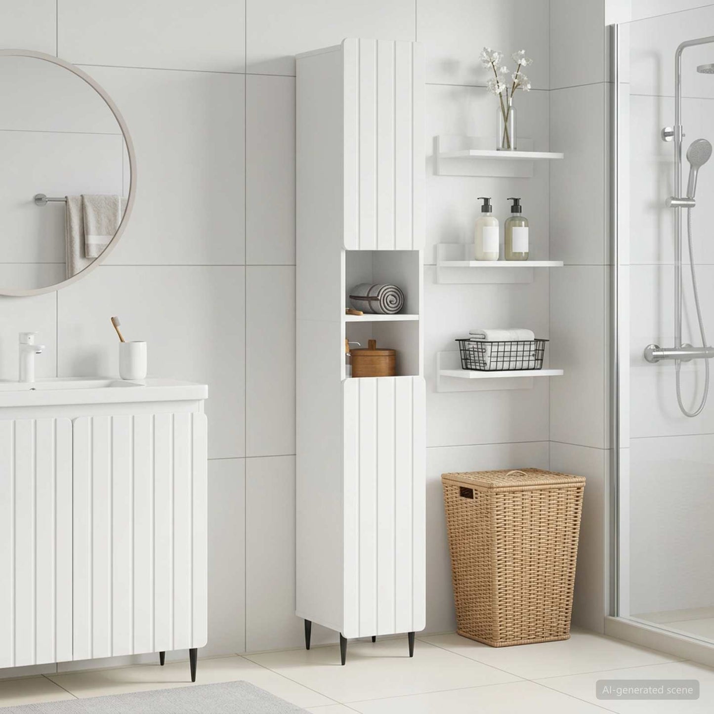 vidaXL Bathroom Cabinet with Open Shelf ZWOLLE White