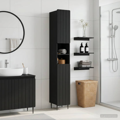 vidaXL Bathroom Cabinet with Open Shelf ZWOLLE Black