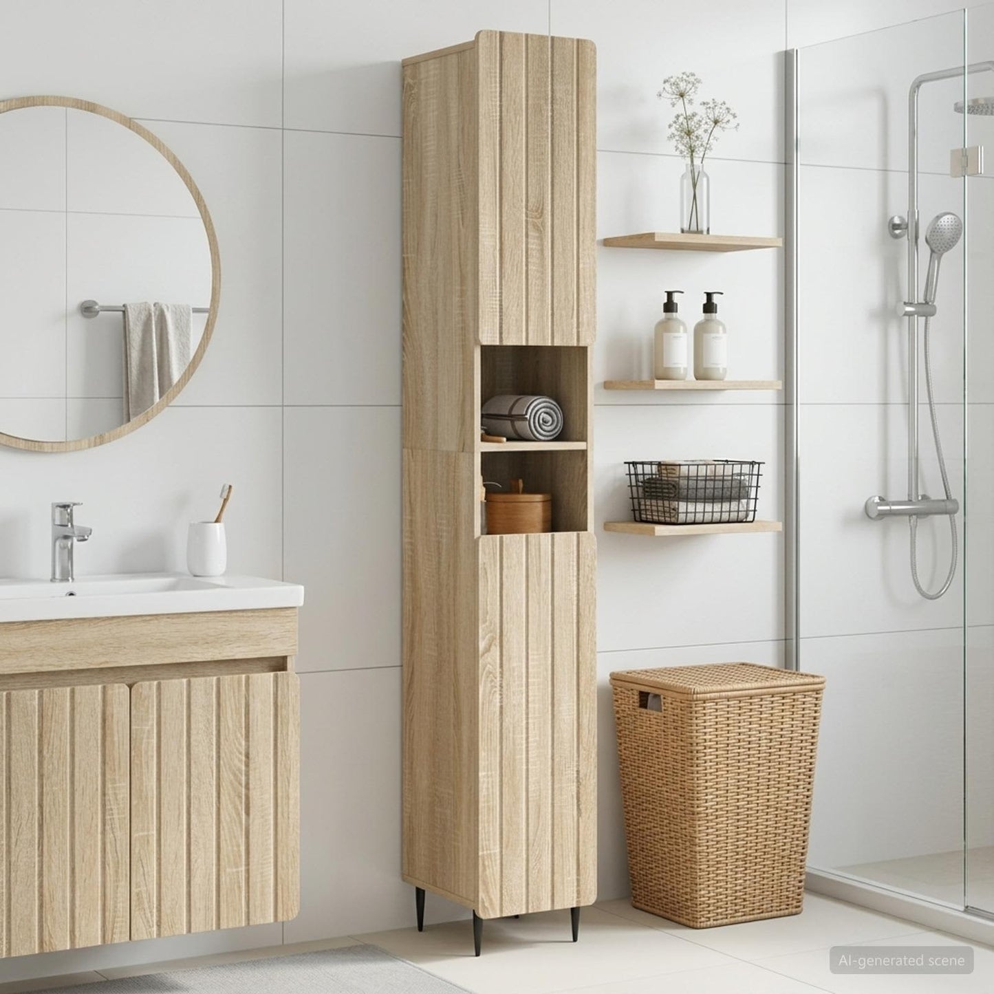 vidaXL Bathroom Cabinet with Open Shelf ZWOLLE Sonoma Oak
