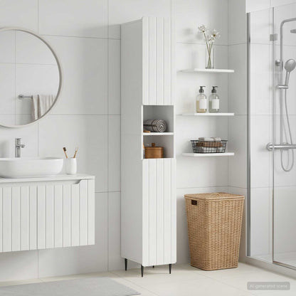vidaXL Bathroom Cabinet with Open Shelf ZWOLLE High Gloss White
