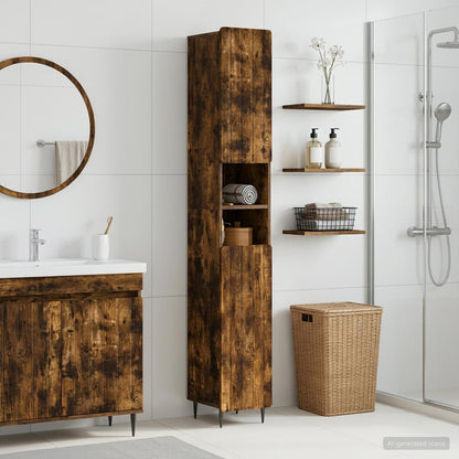 vidaXL Bathroom Cabinet with Open Shelf ZWOLLE Smoked Oak