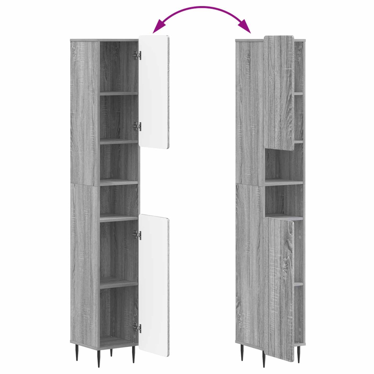 vidaXL Bathroom Cabinet with Open Shelf ZWOLLE Grey Sonoma