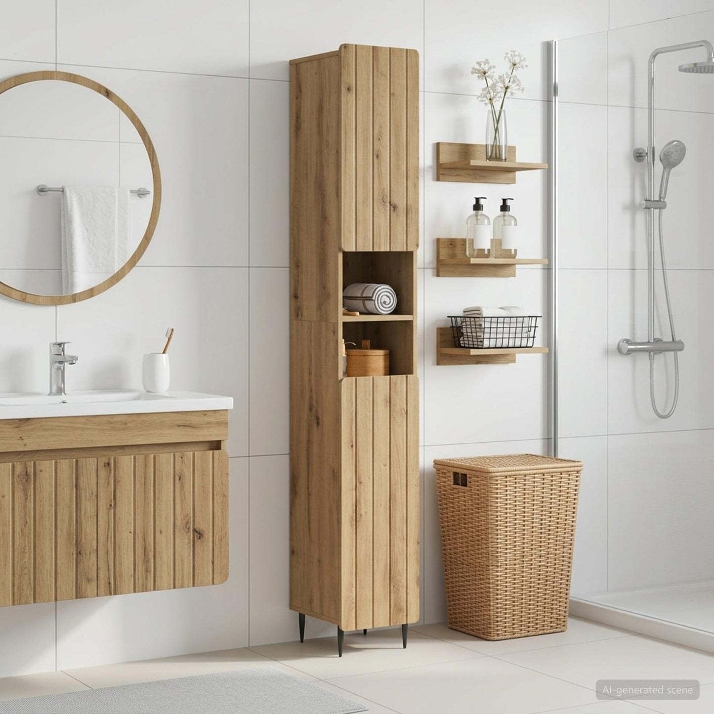 vidaXL Bathroom Cabinet with Open Shelf ZWOLLE Artisan Oak