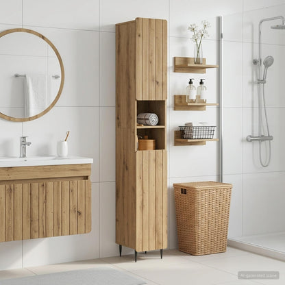 vidaXL Bathroom Cabinet with Open Shelf ZWOLLE Artisan Oak