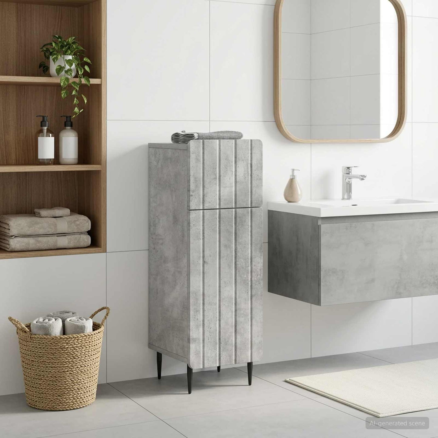 vidaXL Bathroom Storage Cainet ZWOLLE Concrete Grey 30 x 31 x 79.5 cm