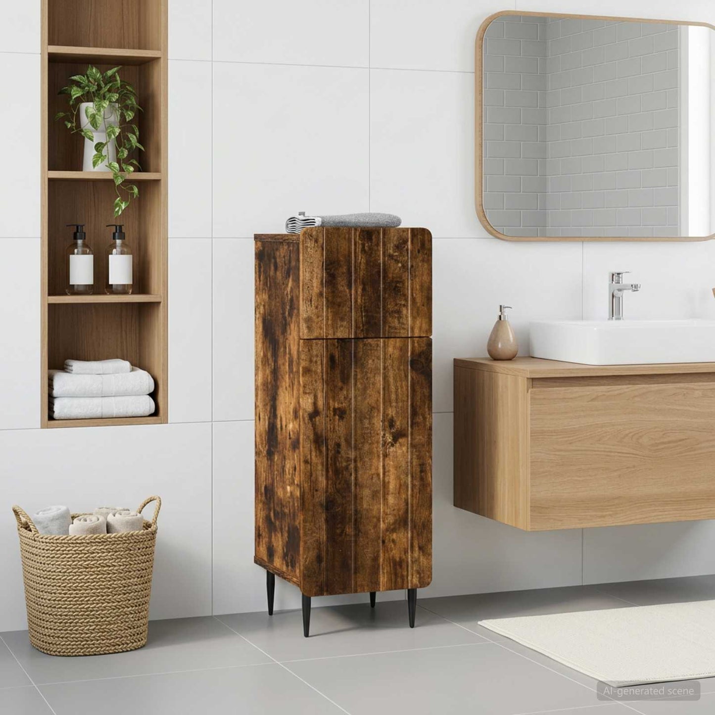 vidaXL Bathroom Storage Cainet ZWOLLE Smoked Oak 30 x 31 x 79.5 cm