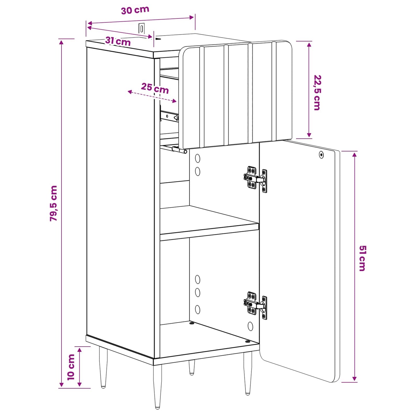 vidaXL Bathroom Storage Cainet ZWOLLE Smoked Oak 30 x 31 x 79.5 cm