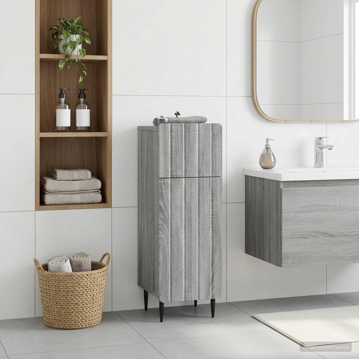 vidaXL Bathroom Storage Cainet ZWOLLE Grey Sonoma 30 x 31 x 79.5 cm