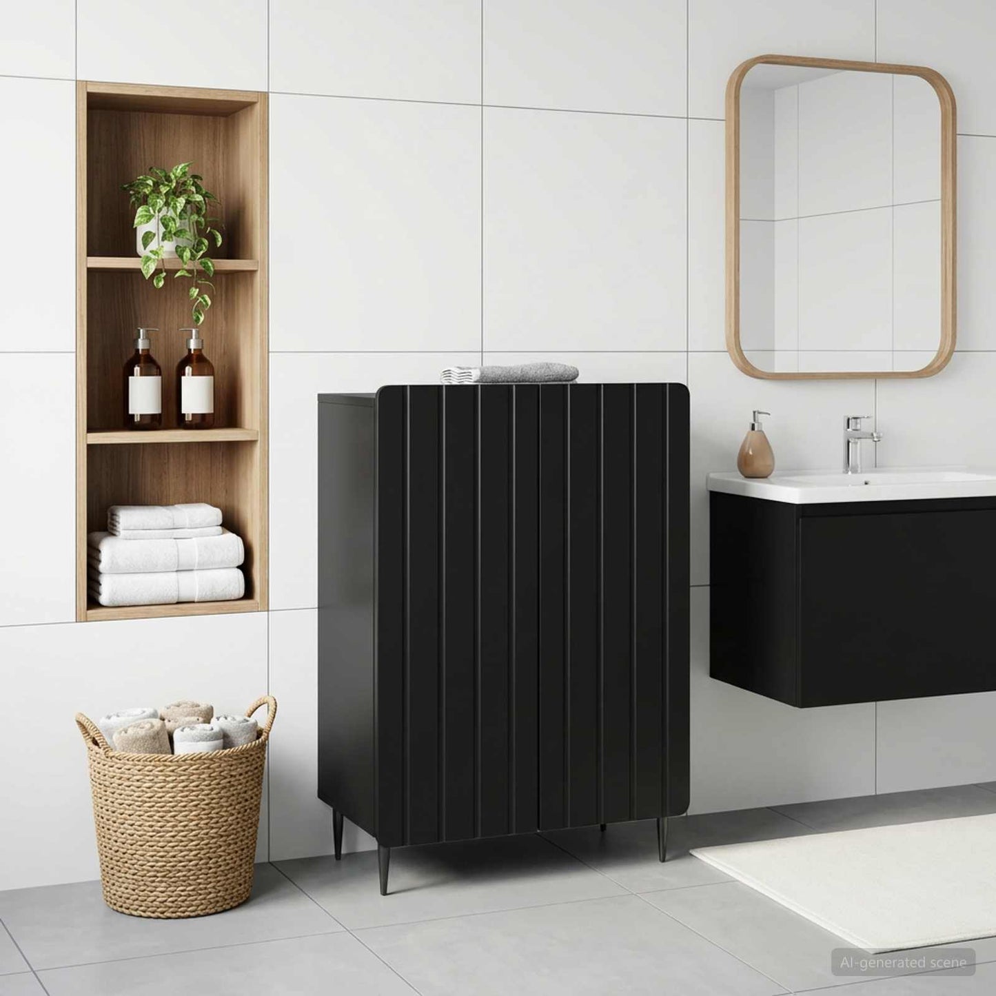 vidaXL Bathroom Storage Cainet ZWOLLE Black 59.5 x 31 x 79.5 cm