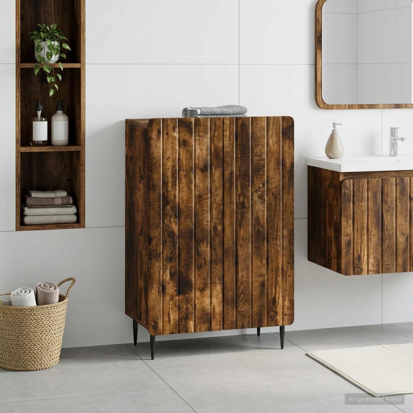 vidaXL Bathroom Storage Cainet ZWOLLE Smoked Oak 59.5 x 31 x 79.5 cm