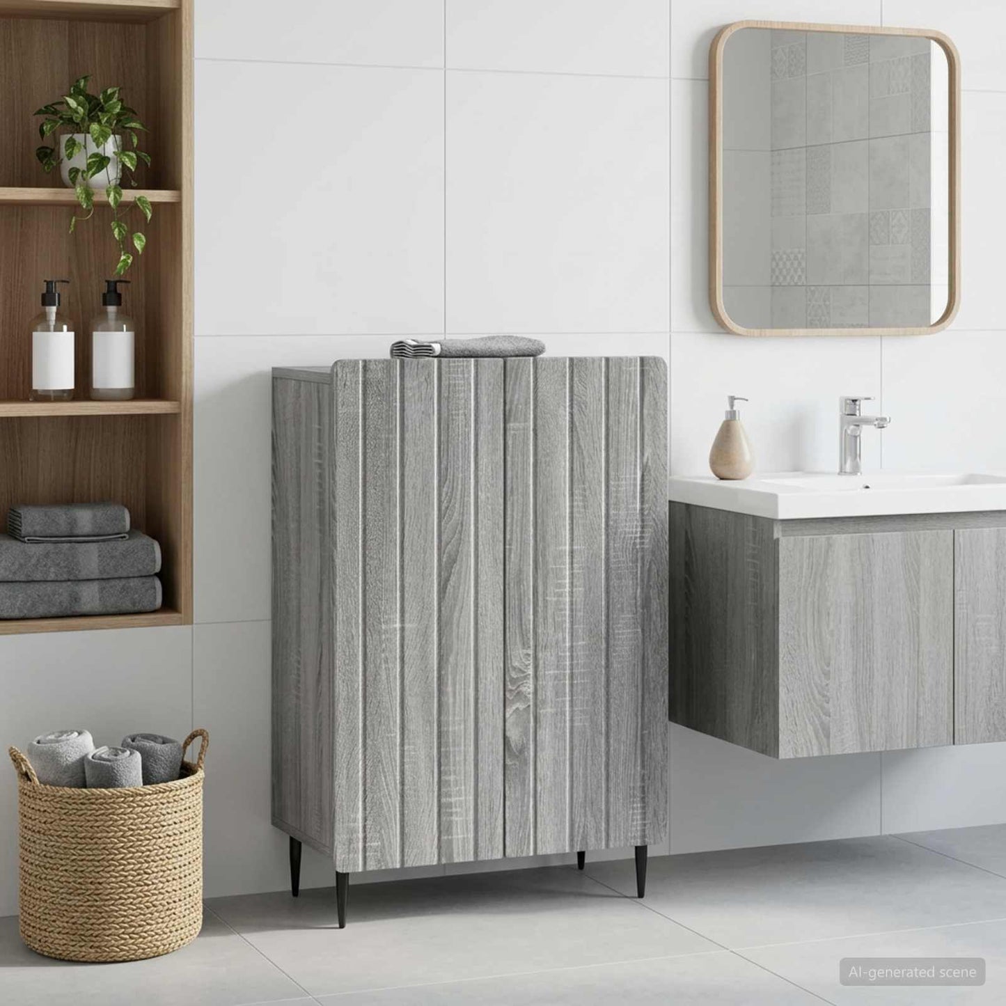 vidaXL Bathroom Storage Cainet ZWOLLE Grey Sonoma 59.5 x 31 x 79.5 cm