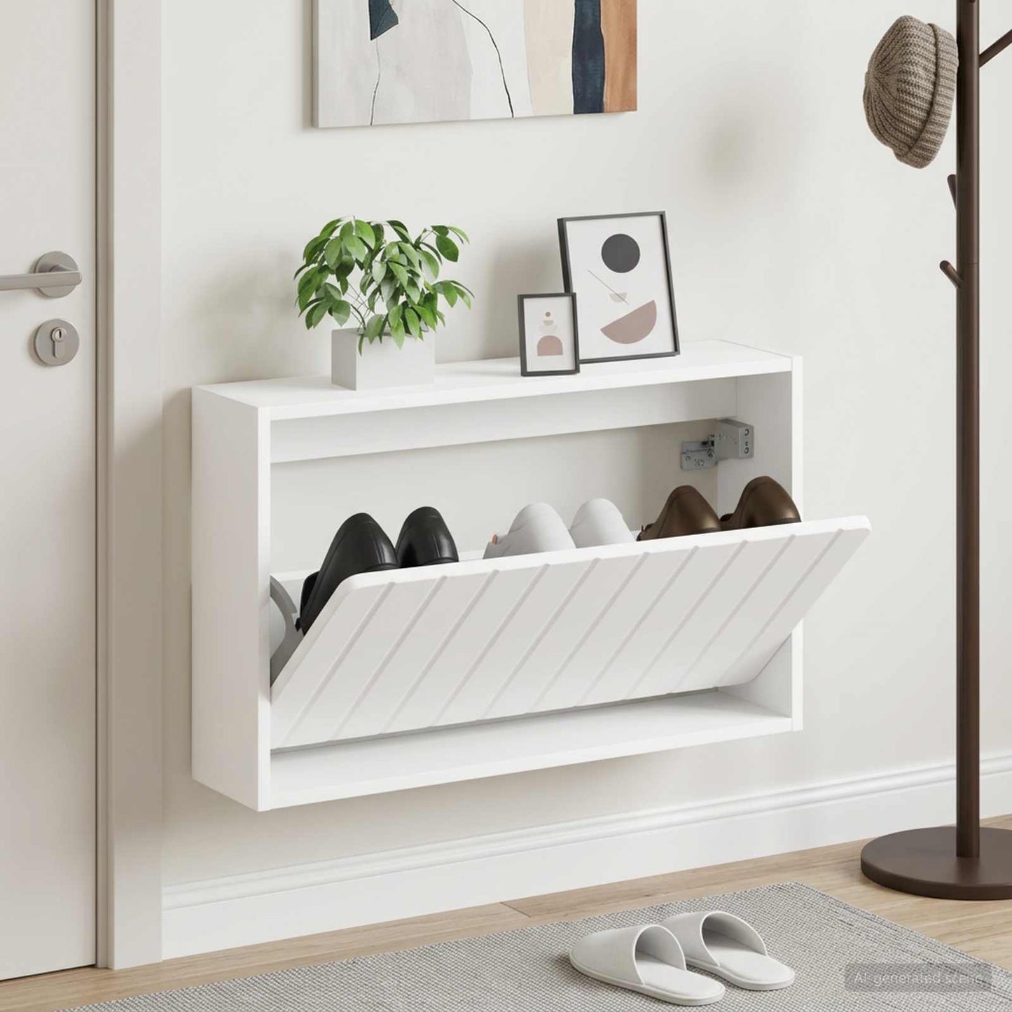 vidaXL Wall-Mounted Shoe Cabinet ZWOLLE 71 x 17 x 43 cm White