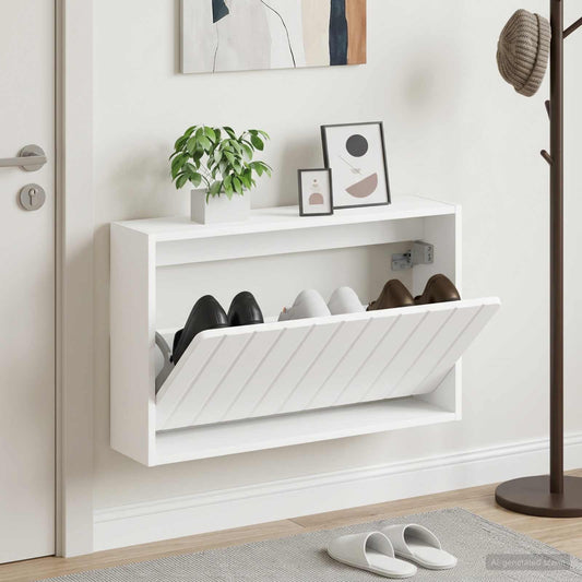 vidaXL Wall-Mounted Shoe Cabinet ZWOLLE 71 x 17 x 43 cm White