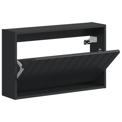 vidaXL Wall-Mounted Shoe Cabinet ZWOLLE 71 x 17 x 43 cm Black