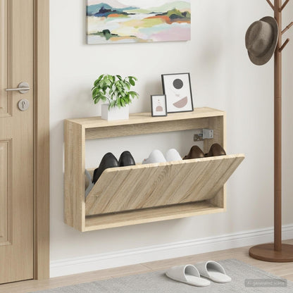 vidaXL Wall-Mounted Shoe Cabinet ZWOLLE 71 x 17 x 43 cm Sonoma Oak