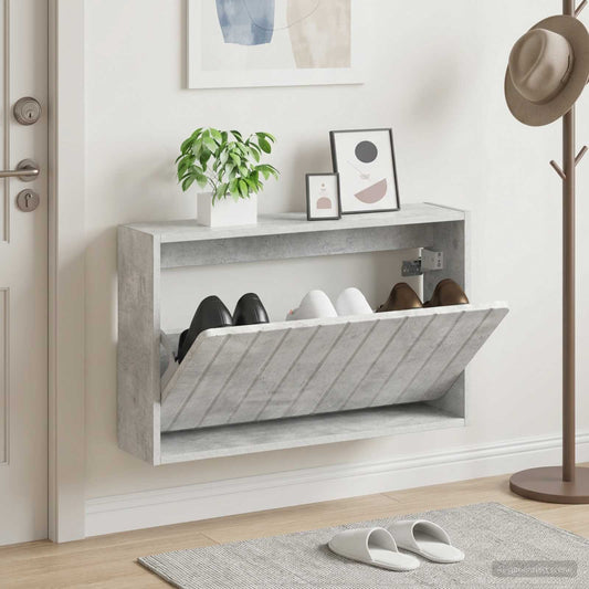 vidaXL Wall-Mounted Shoe Cabinet ZWOLLE 71 x 17 x 43 cm Concrete Grey