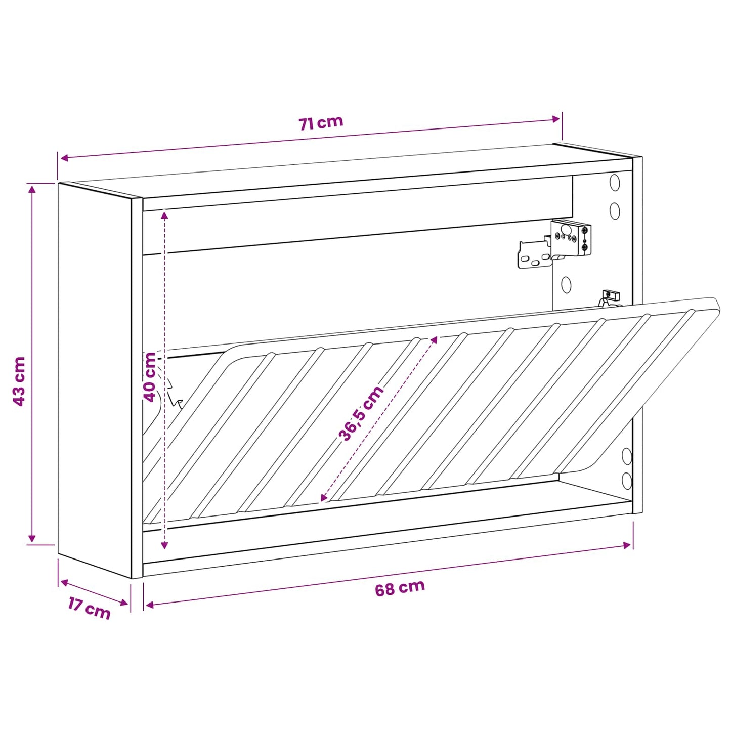 vidaXL Wall-Mounted Shoe Cabinet ZWOLLE 71 x 17 x 43 cm